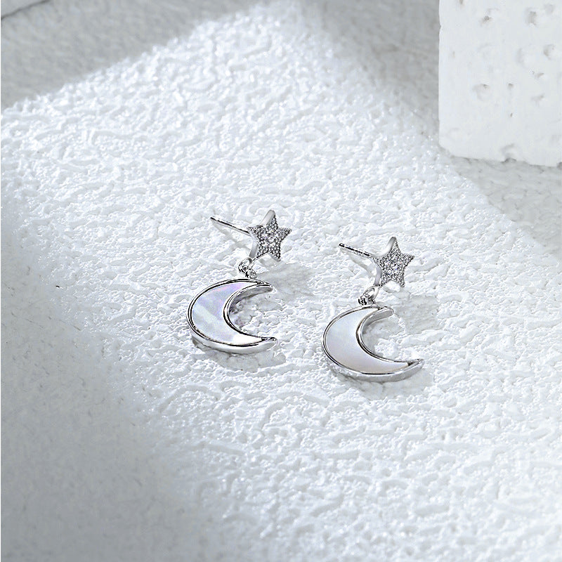 Star Moon 925 Sterling Silver Earrings