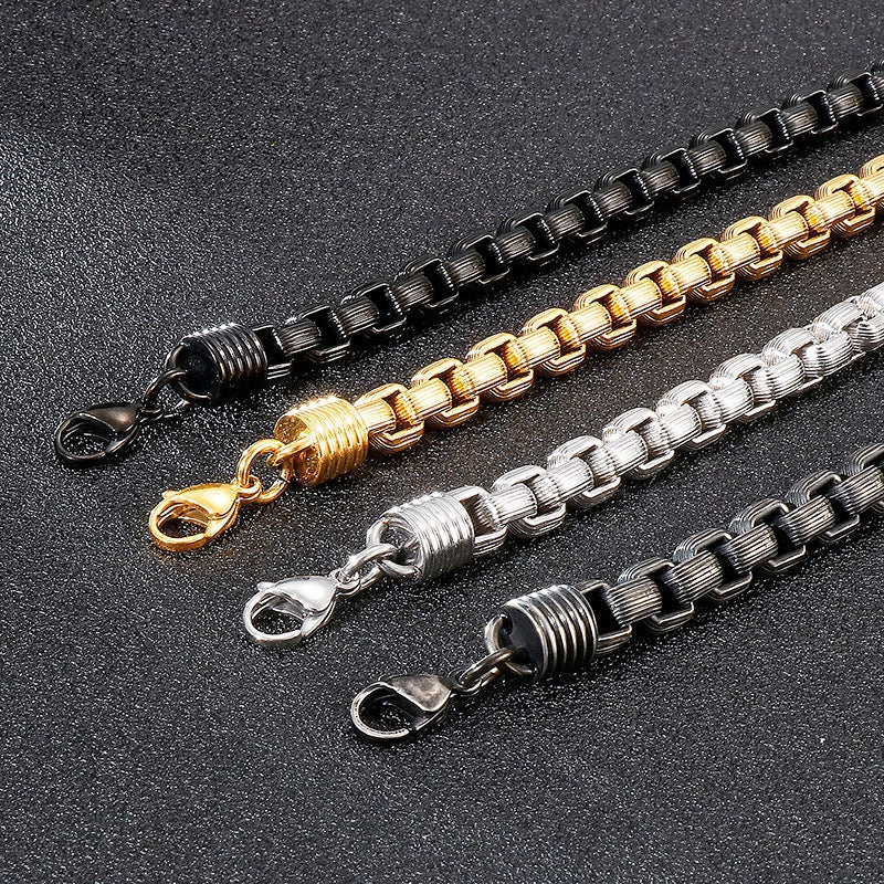Punk Style Men's Stainless Steel Square Pearl Bracelet – Men's Titanium Steel Design
