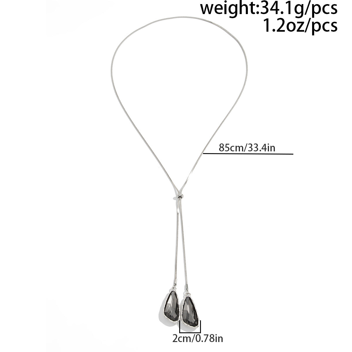 Adjustable Gemstone-Style Teardrop Necklace