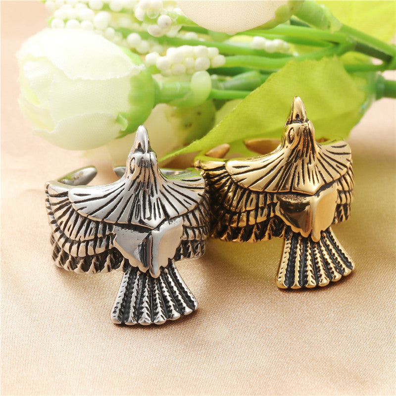 Titanium Steel Retro Eagle Ring for Men - Trendy American and European Jewelry Accessories