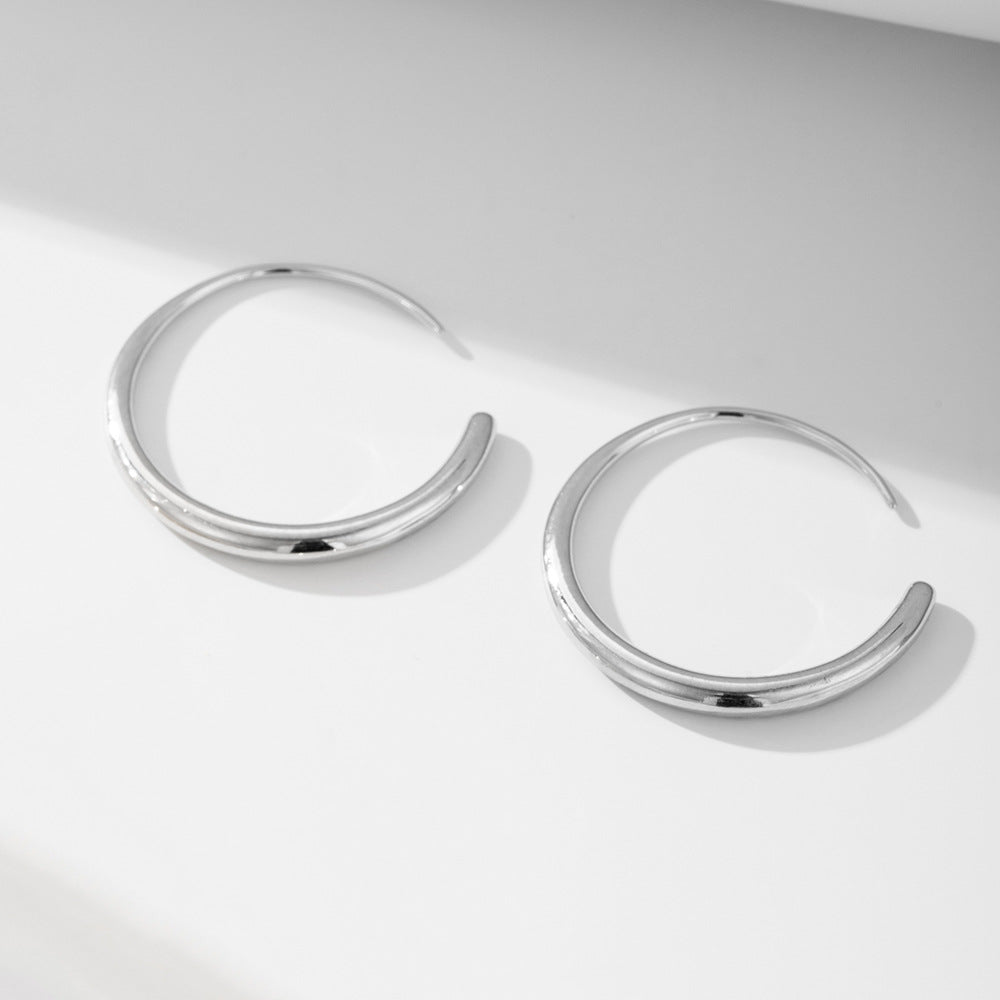Geometric Circle Sterling Silver Earrings Creative Hip-Hop Earrings Ear