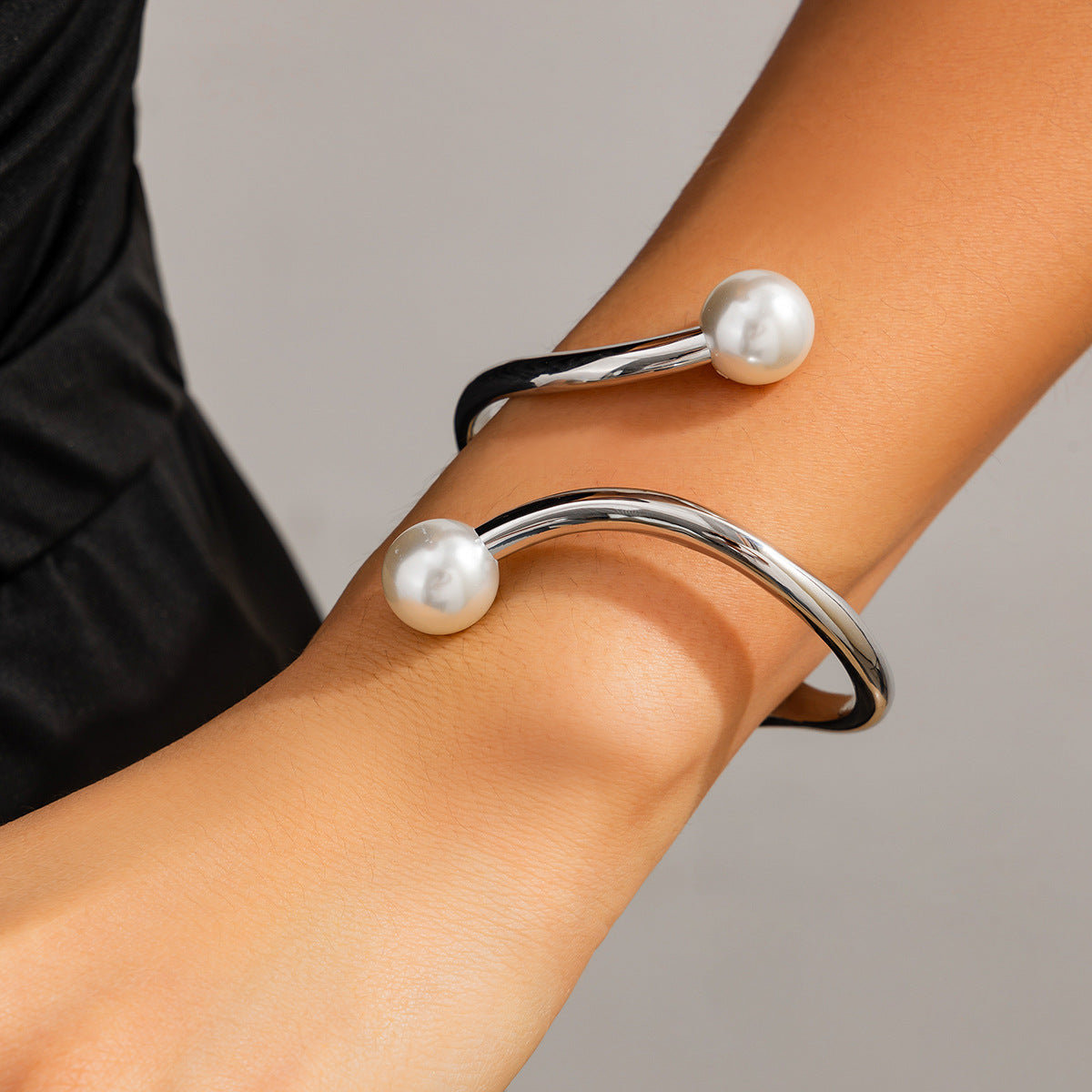 Planderful Vienna Verve Bracelet For Women Irregular Line Spring Opening Retro Imitation Pearl Statement Jewelry