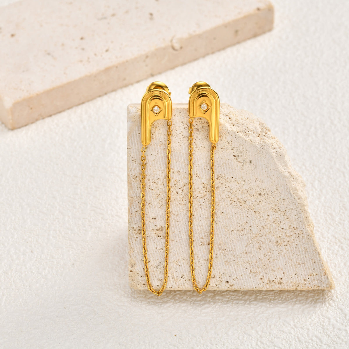 Gold-Tone Crystal Chain Drop Earrings