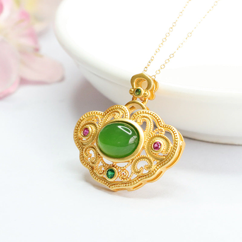 Fortune's Favor Hetian Jade Ruyi Pendant Necklace