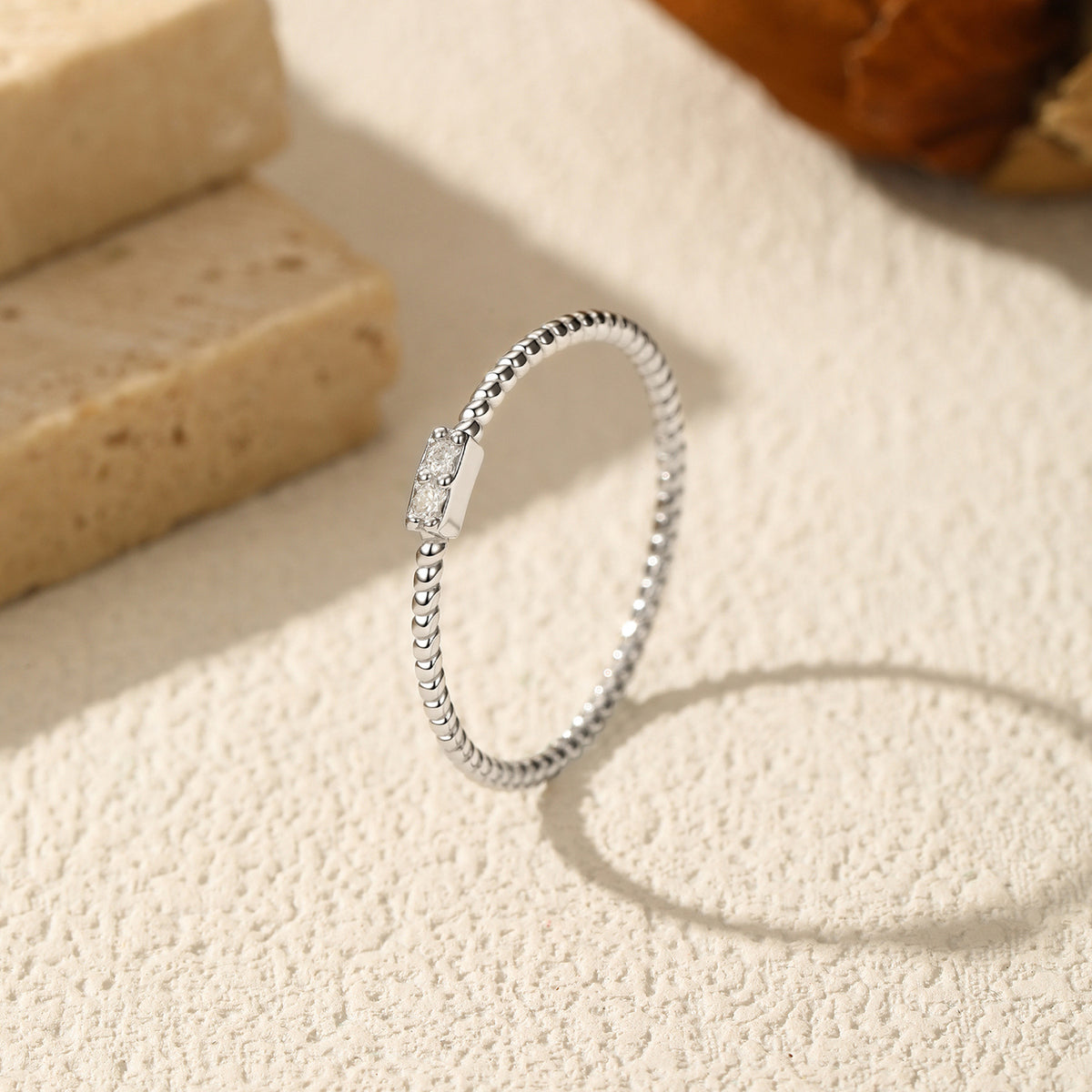 S925 Sterling Silver Geometric Twist Moissanite Band