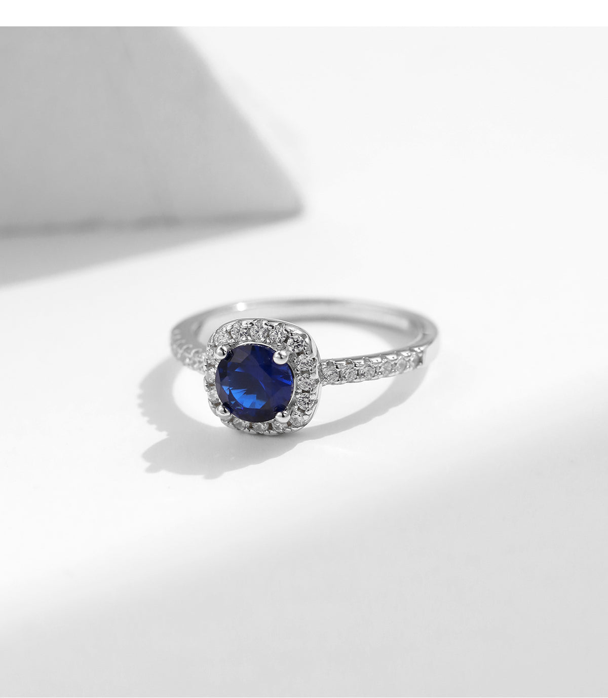925 Sterling Silver Sapphire-Color Ring