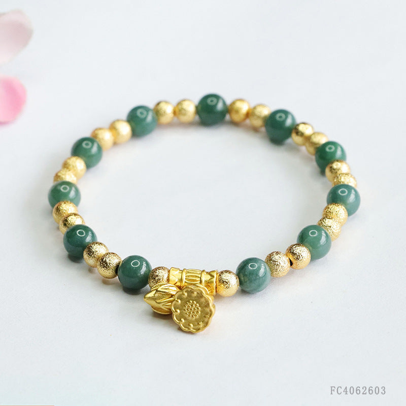Blue Water Jadeite Round Bead 6 mm Bracelet