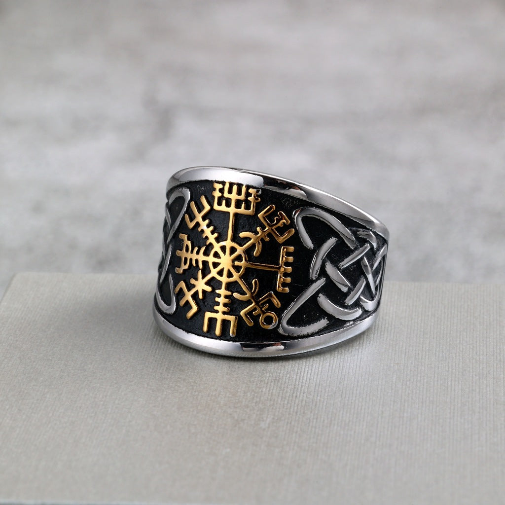 Vintage Viking Compass Stainless Steel Men's Ring