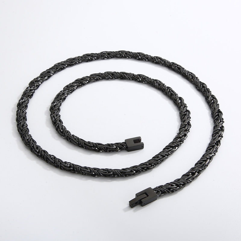 Hip Hop Stainless Steel Woven Twist Chain Necklace Male Titanium