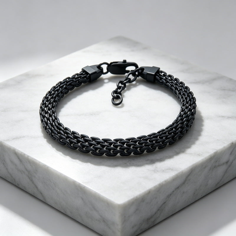 Mesh Chain Bracelet Cut Woven Chain Including Extension Chain Stainless Steel Unisex