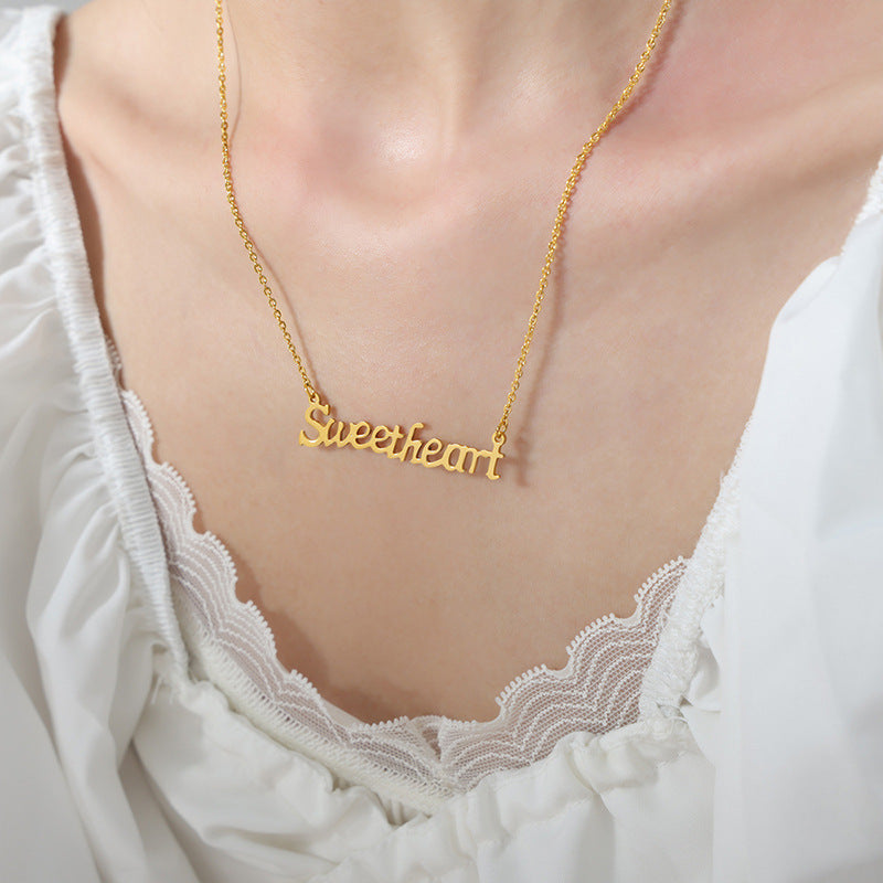 Luxurious Titanium Gold-Plated Pendant Necklace with Minimalist Design for Women