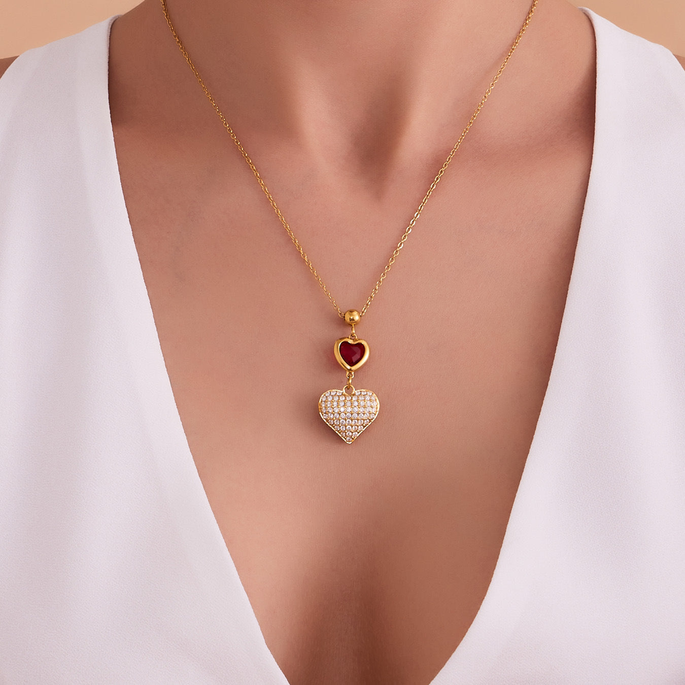 Planderful Light Luxury Heart Shaped Zircon Pendant Women