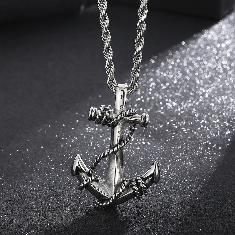 Pirate Anchor Skull Pendant for Men with Stainless Steel Chain