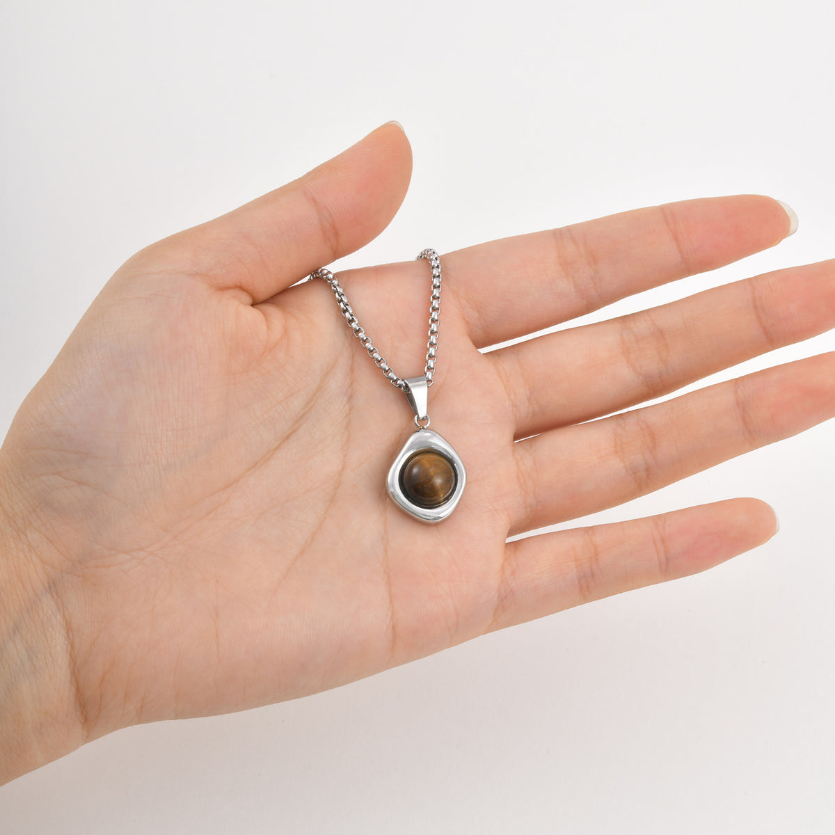 Stainless Steel Stone-Inlay Pendants — Chain Optional