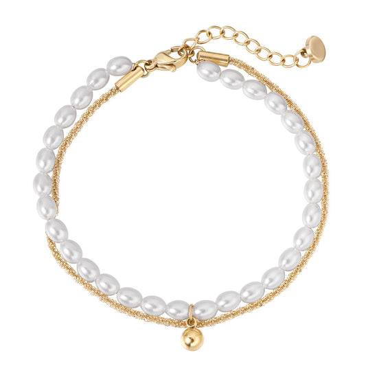 Pearl Double Layer Bracelet For Women By Planderful Elegant Everyday Genie Statement Jewelry