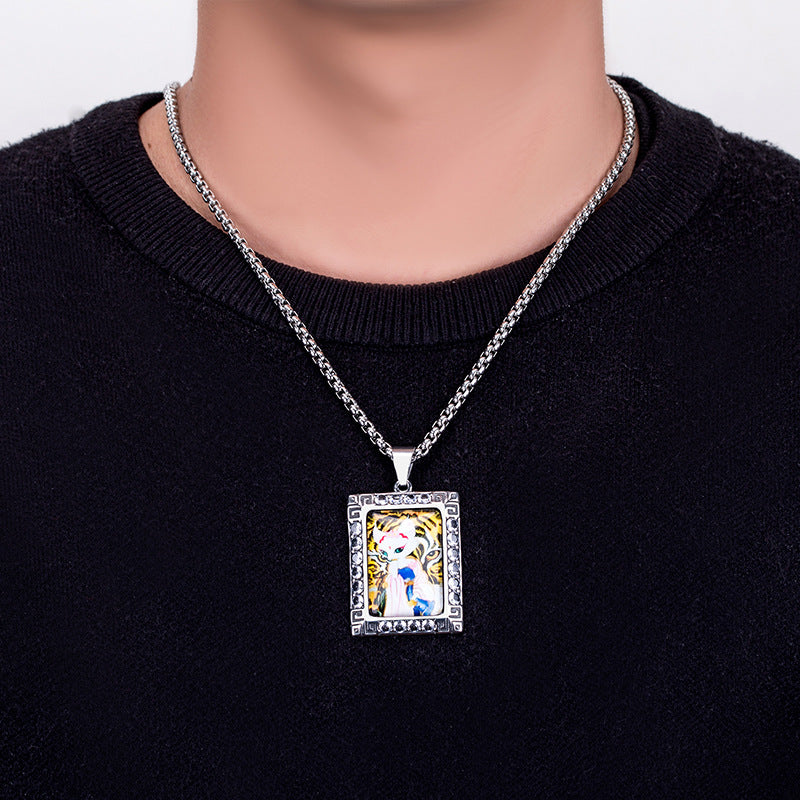 Steel Necklace – Vintage Nine-Tailed Fox Pendant for Men