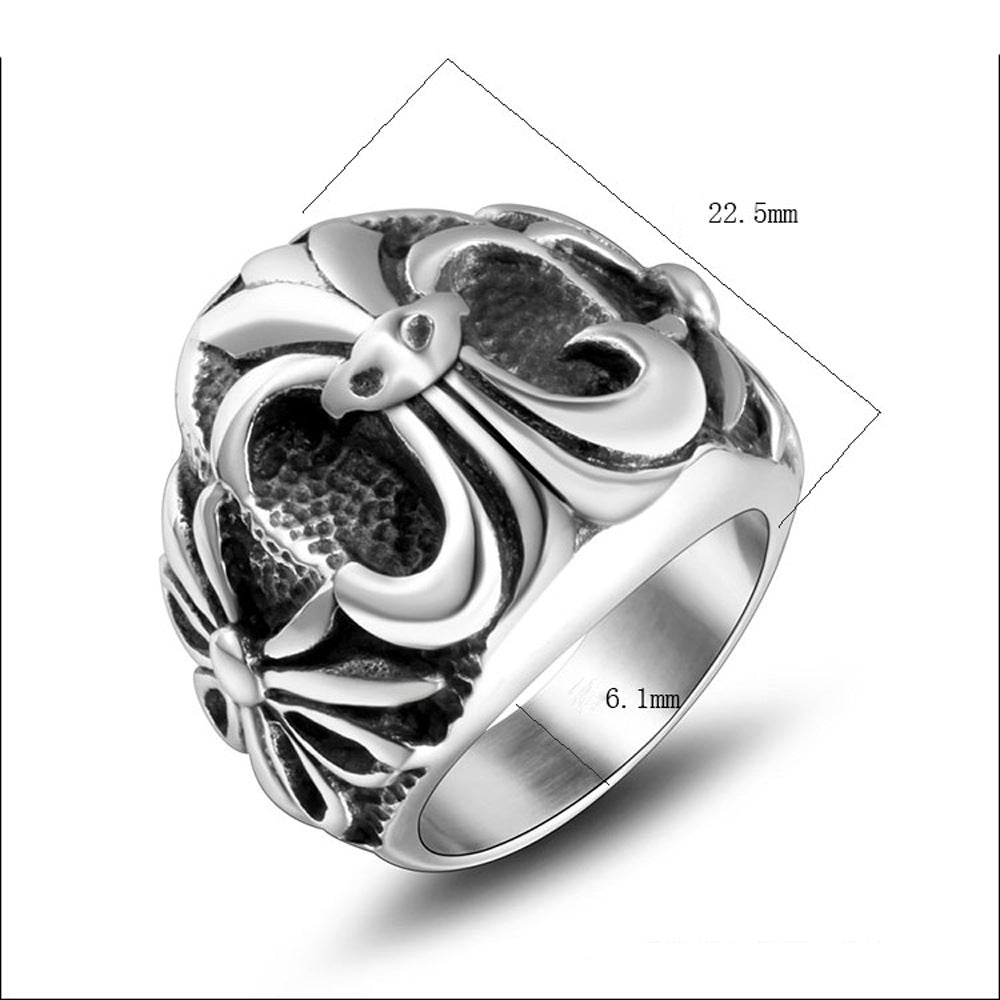 Punk Mysterious Pattern Titanium Steel Ring Male – Rice Flower Ring