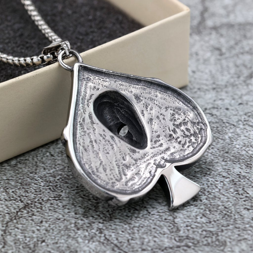 Planderful Stainless Steel Skull Pendant Unisex Retro Punk Gothic Peach Heart Necklace