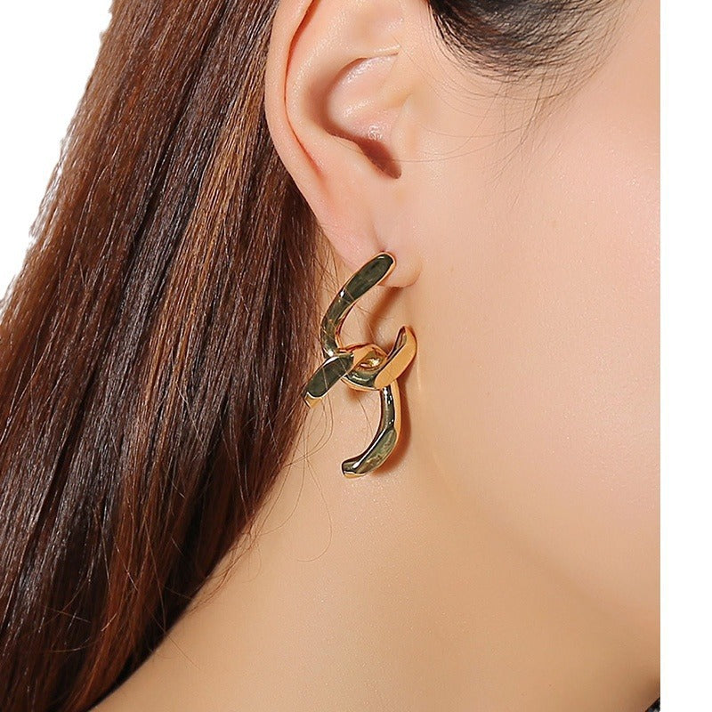 Gold-Tone Sculptural Knot Statement Earrings