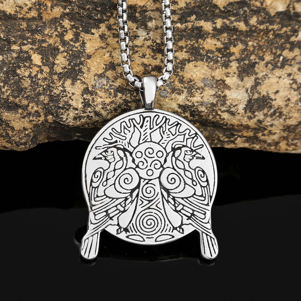 Foreign Trade Viking Odin Crow Titanium Steel Necklace