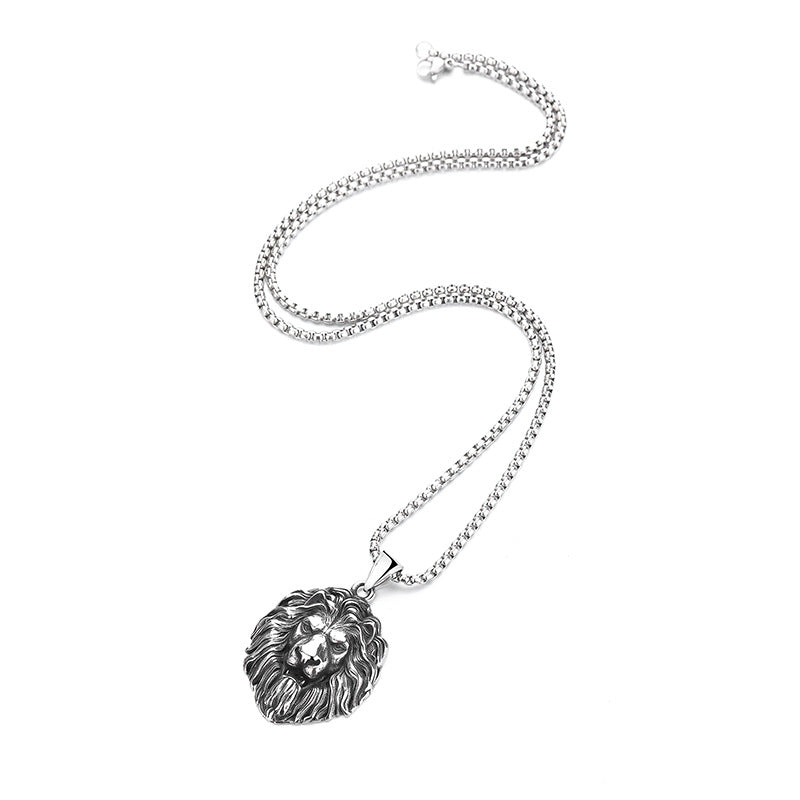 Titanium Steel Necklace – Statement Hip Hop Lion Head Pendant For Men Who Love Bold Accessories