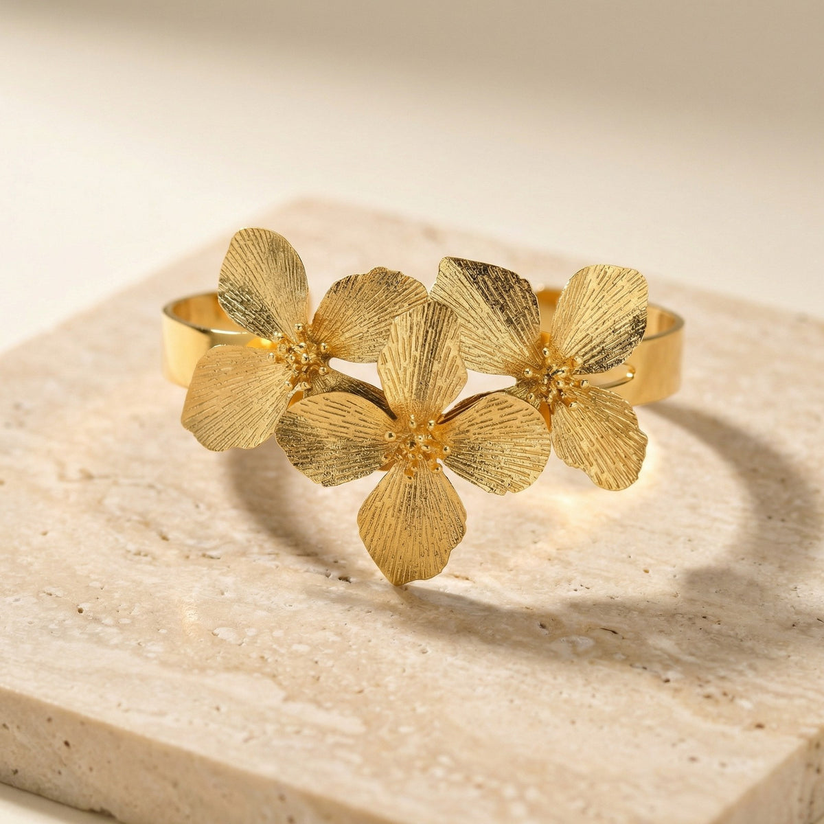 Flower Geometric Adjustable Stainless Steel Bracelet