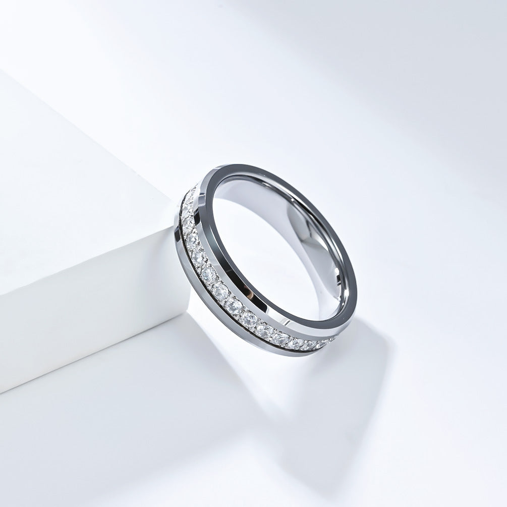 Planderful Tungsten Zircon Ring For Men Light Luxury High End Engagement Wedding Band