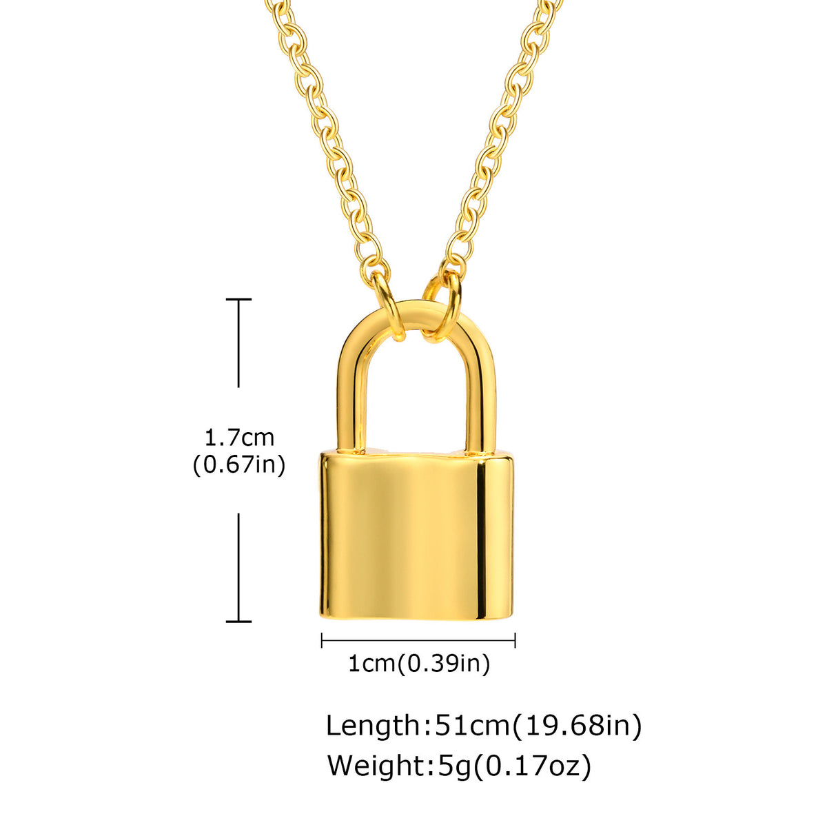 Unisex Item Copper Plated 18K Gold Lock Pendant Necklace
