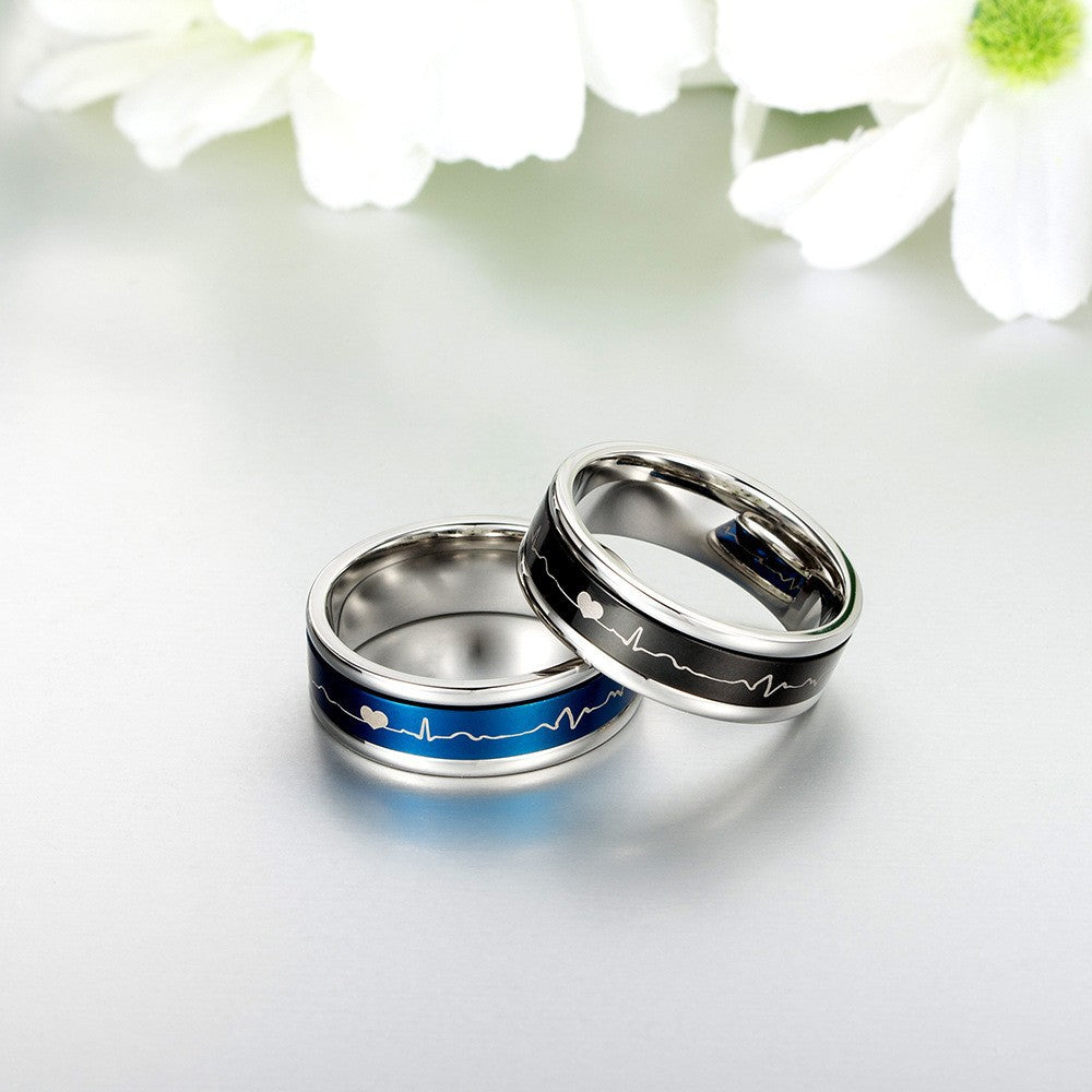 Planderful ECG Ring Rotatable Titanium Steel Heartbeat Ring For Trendy Everyday Wear