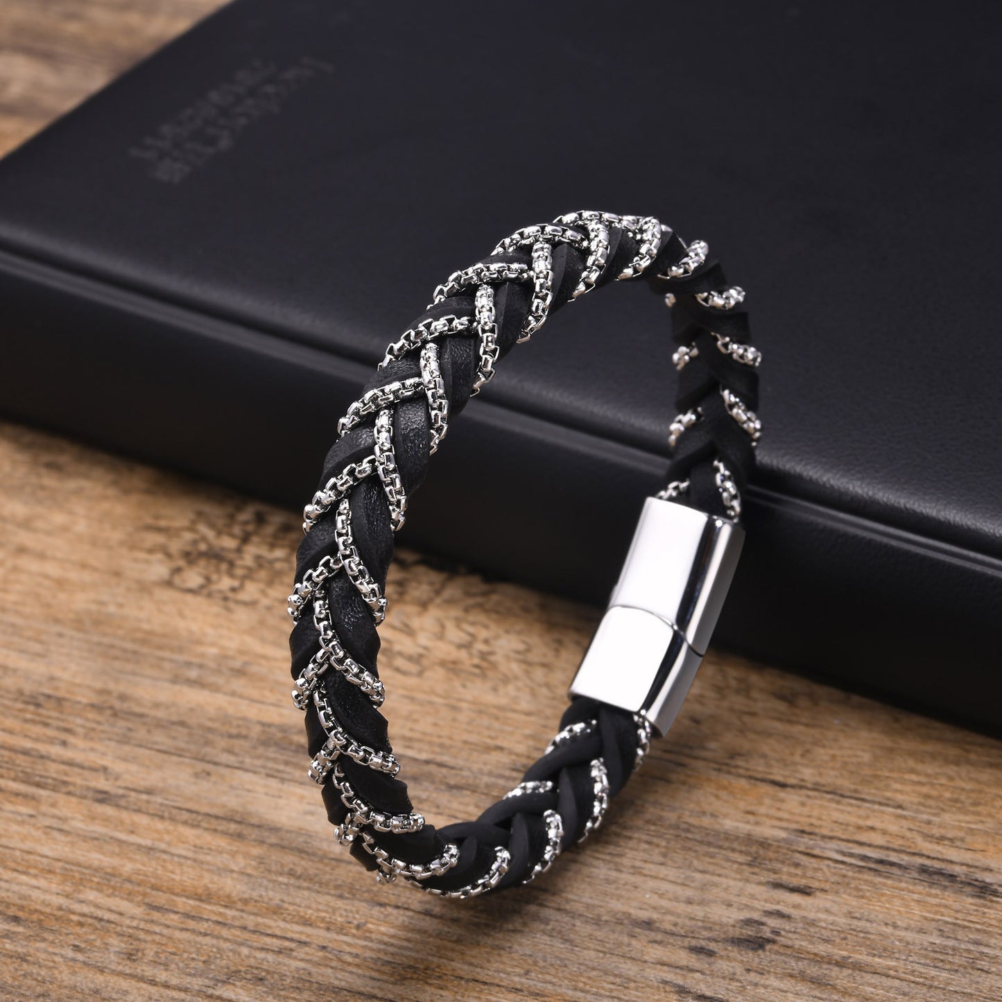 European And American Rough Stainless Steel Magnetic Buckle Bracelet For Men