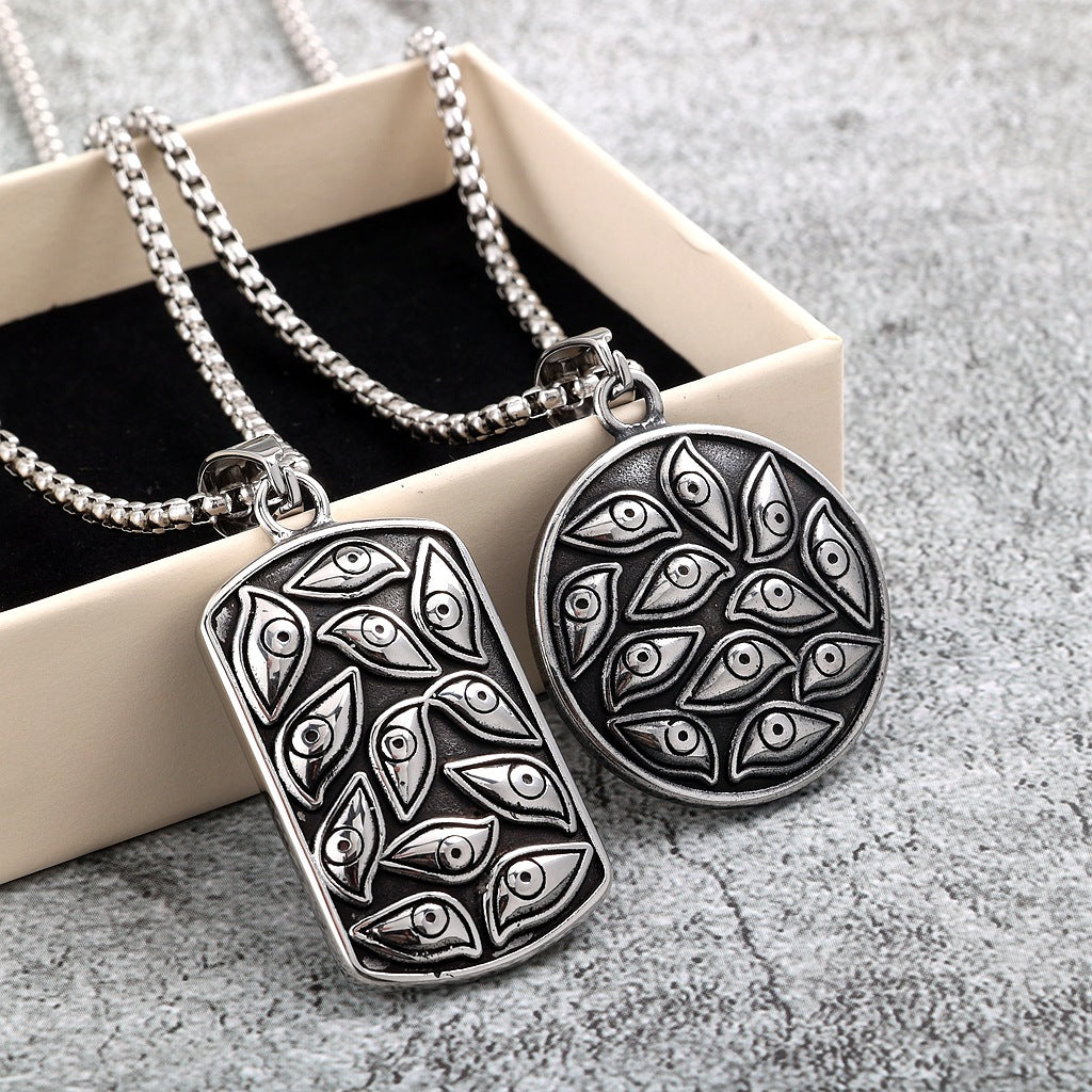 Punk Evil Eye Stainless Steel Pendant Necklace
