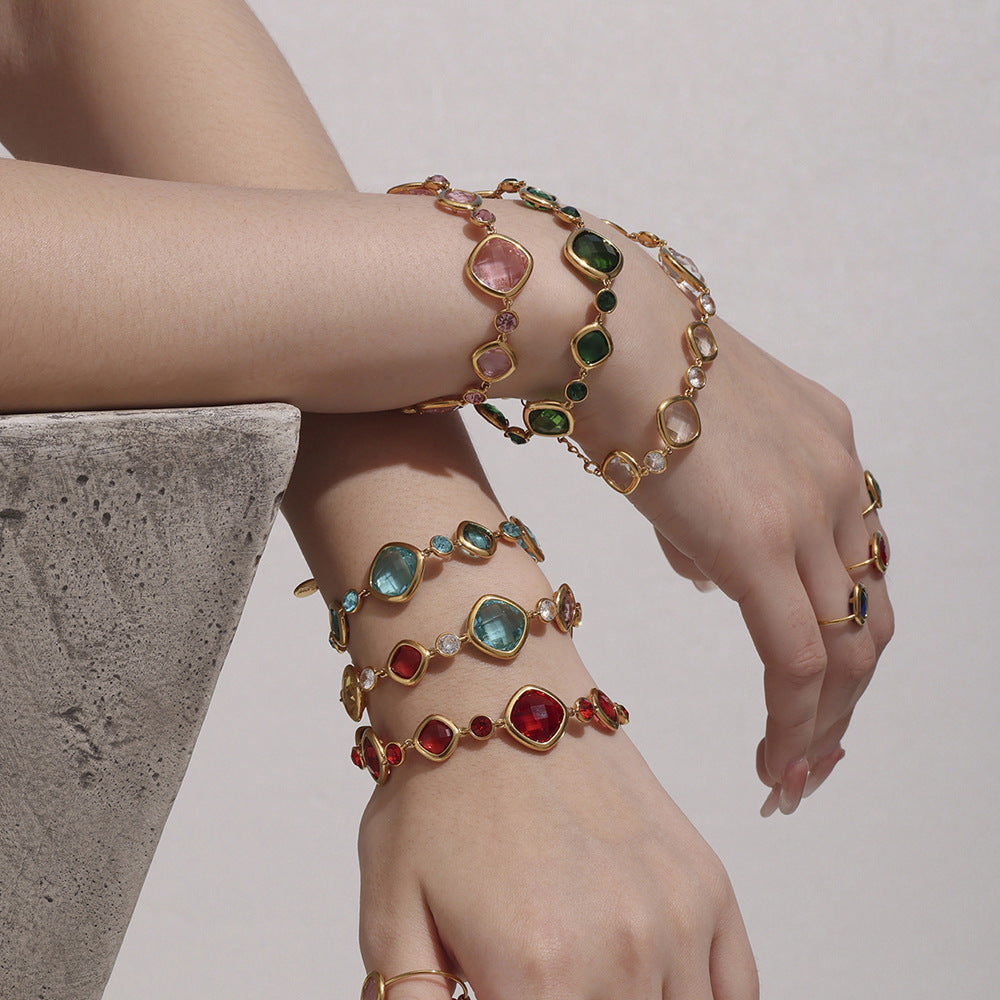 Planderful Czech Glass Bracelet Women Elegant Multi Section