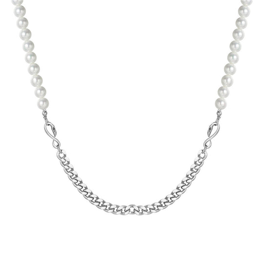 Planderful Pearl Chain Collarbone Necklace Titanium Steel Unisex Jewelry For Everyday Protection And Style