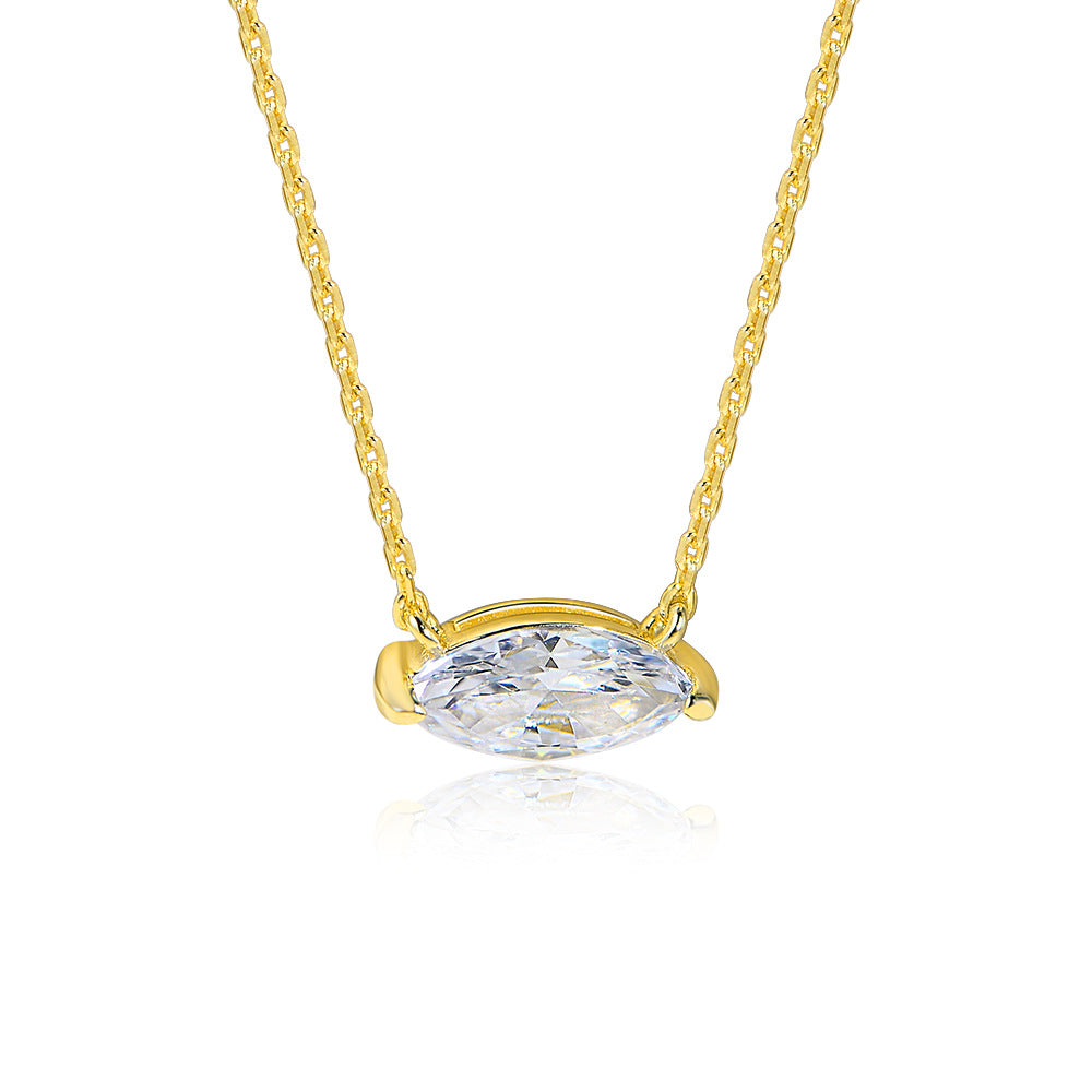 Popular S925 Sterling Silver Horse Eye Zircon Pendant Necklace