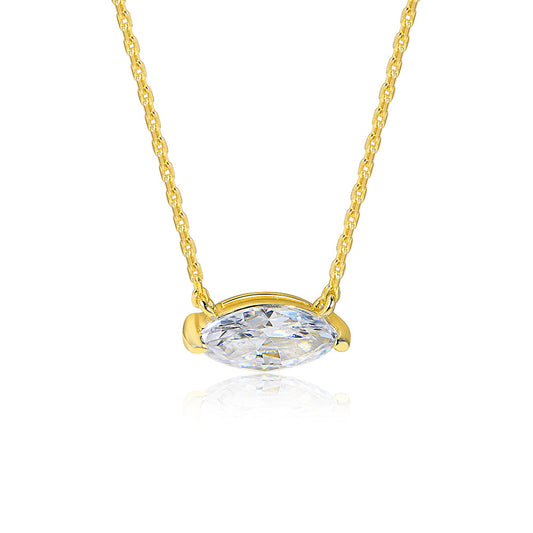 Popular S925 Sterling Silver Horse Eye Zircon Pendant Necklace