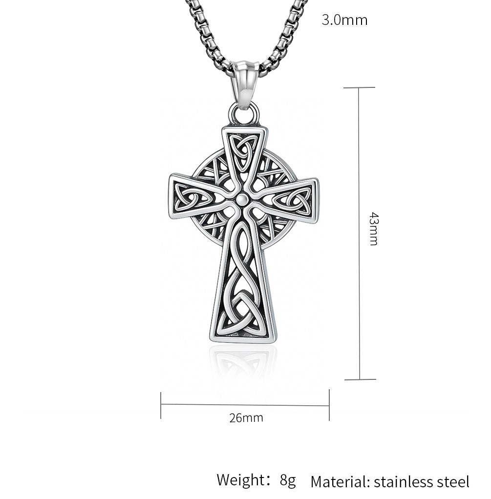 Steel Necklace - Vintage Nordic Celtic Cross