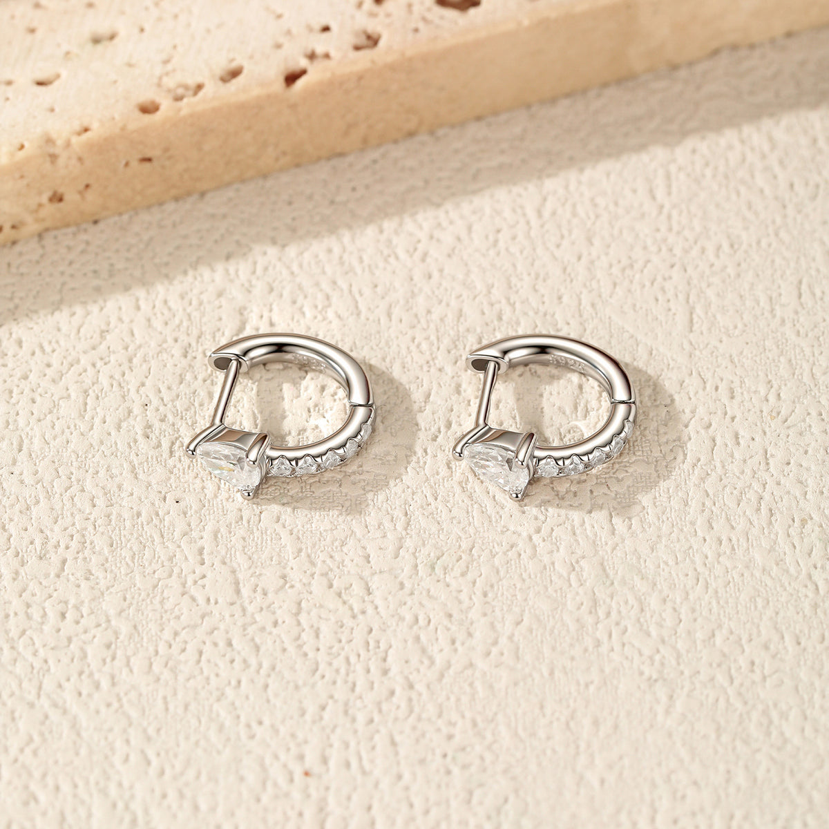 925 Sterling Silver Teardrop Moissanite Hoop Earrings