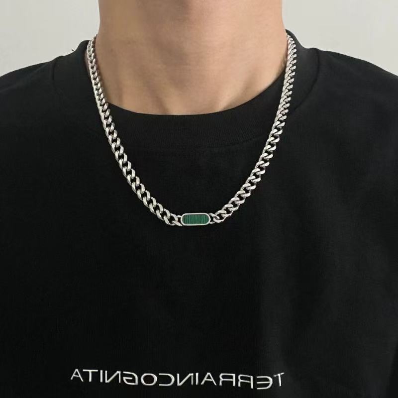 Planderful Jewelry European Multi Color Shell Cuban Chain Necklace For Men And Women