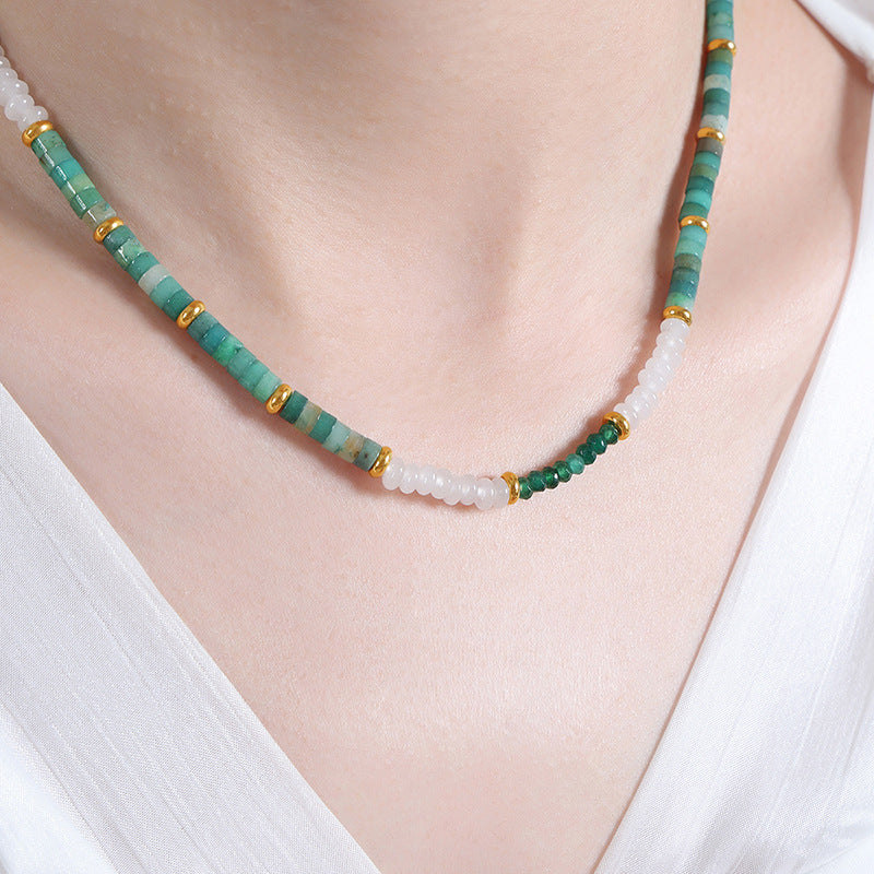 Green Jade Handmade Clavicle Chain Necklace - High-End Luxury Women's Jewelry by Planderful