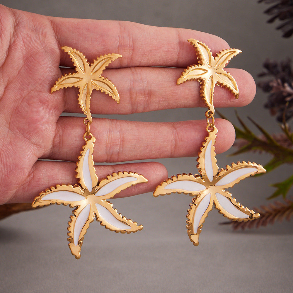 Planderful Starfish Earrings 18K Gold Plated For Women