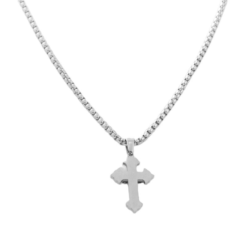 Personalized Retro Titanium Steel Cross Pendant Necklace for Men - Trendy Stainless Steel Design