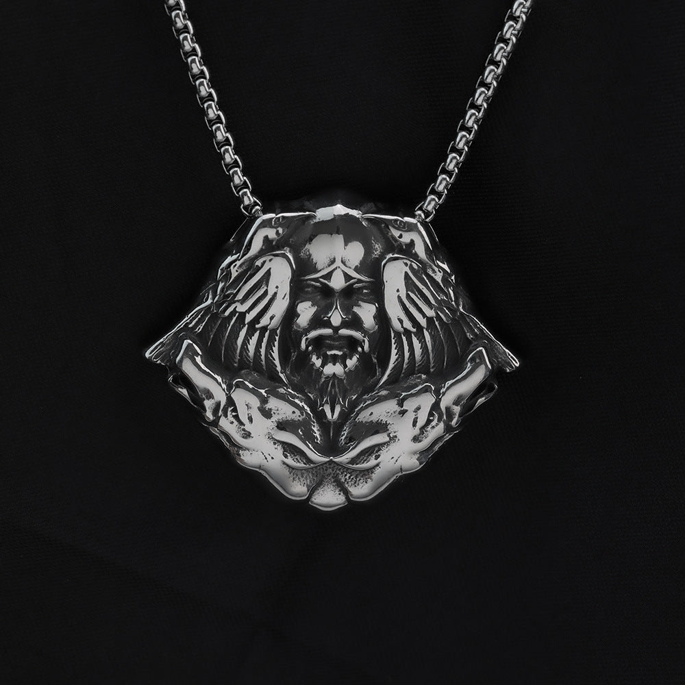 Vintage Viking Wolf Stainless Steel Men's Pendant Necklace
