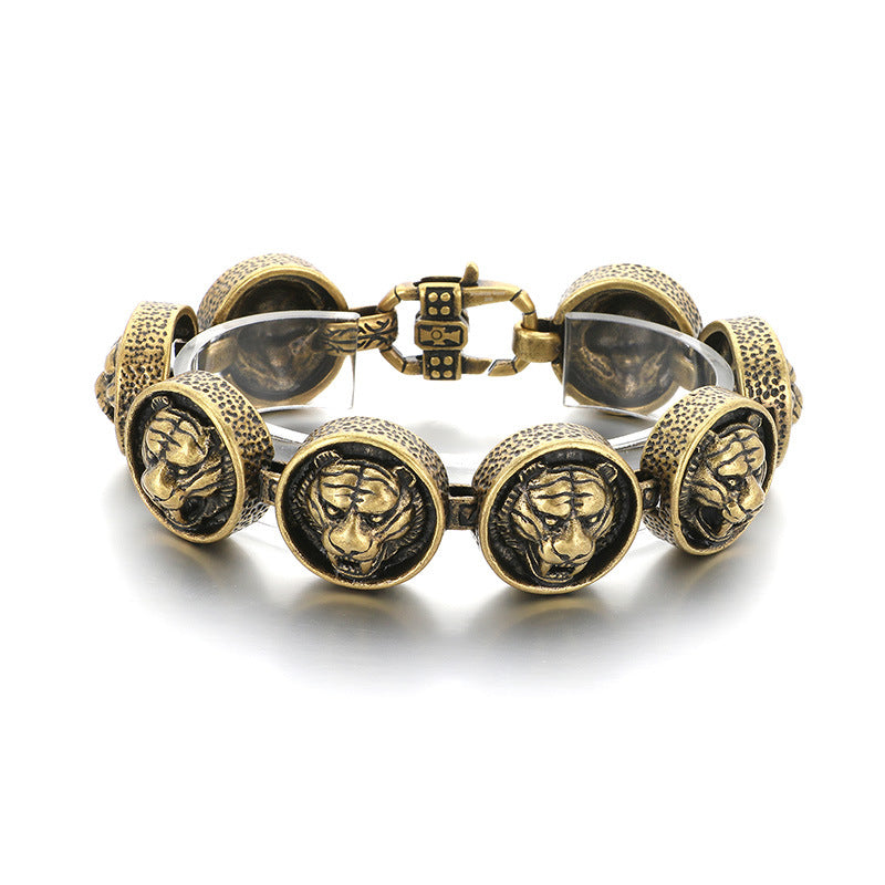 Planderful Zodiac Tiger Head Retro Titanium Bracelet Men