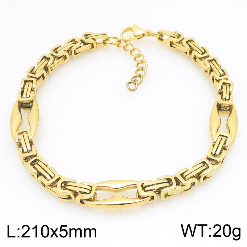 Lip Chain – Byzantine Emperor Chain Layered Pig Nose Titanium Steel Bracelet
