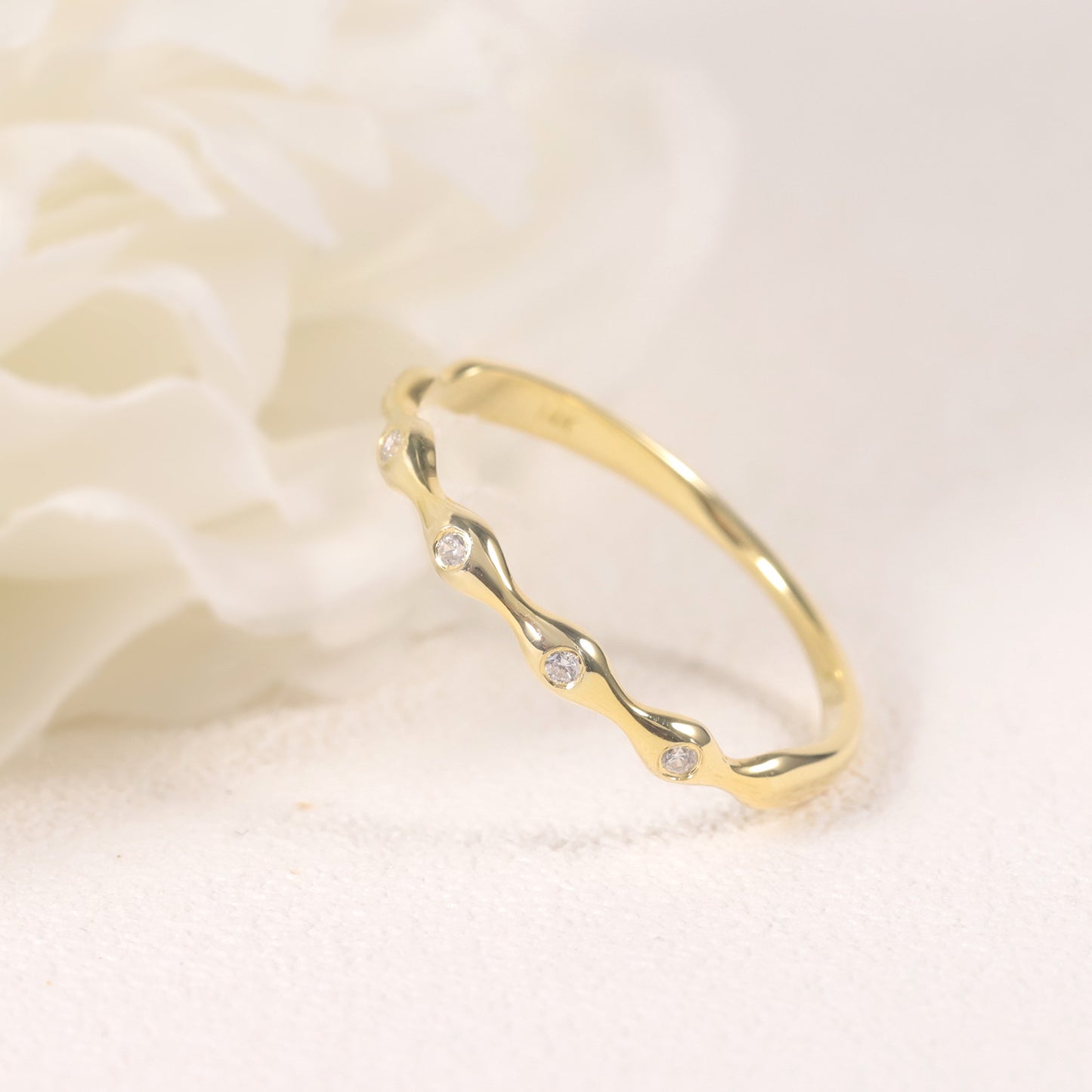 Unique Gold Ring S925 Sterling Silver Moissanite Dawn Series