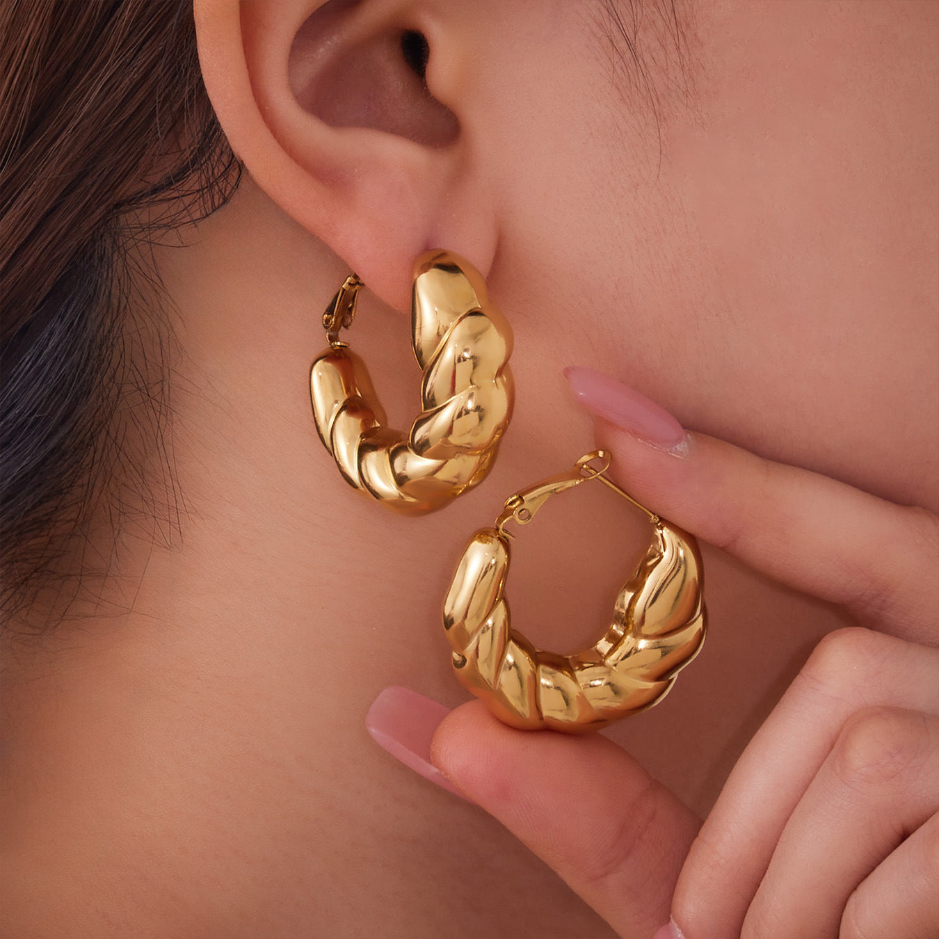 Planderful Hollow Twisted Earrings 18K Gold For Commuting
