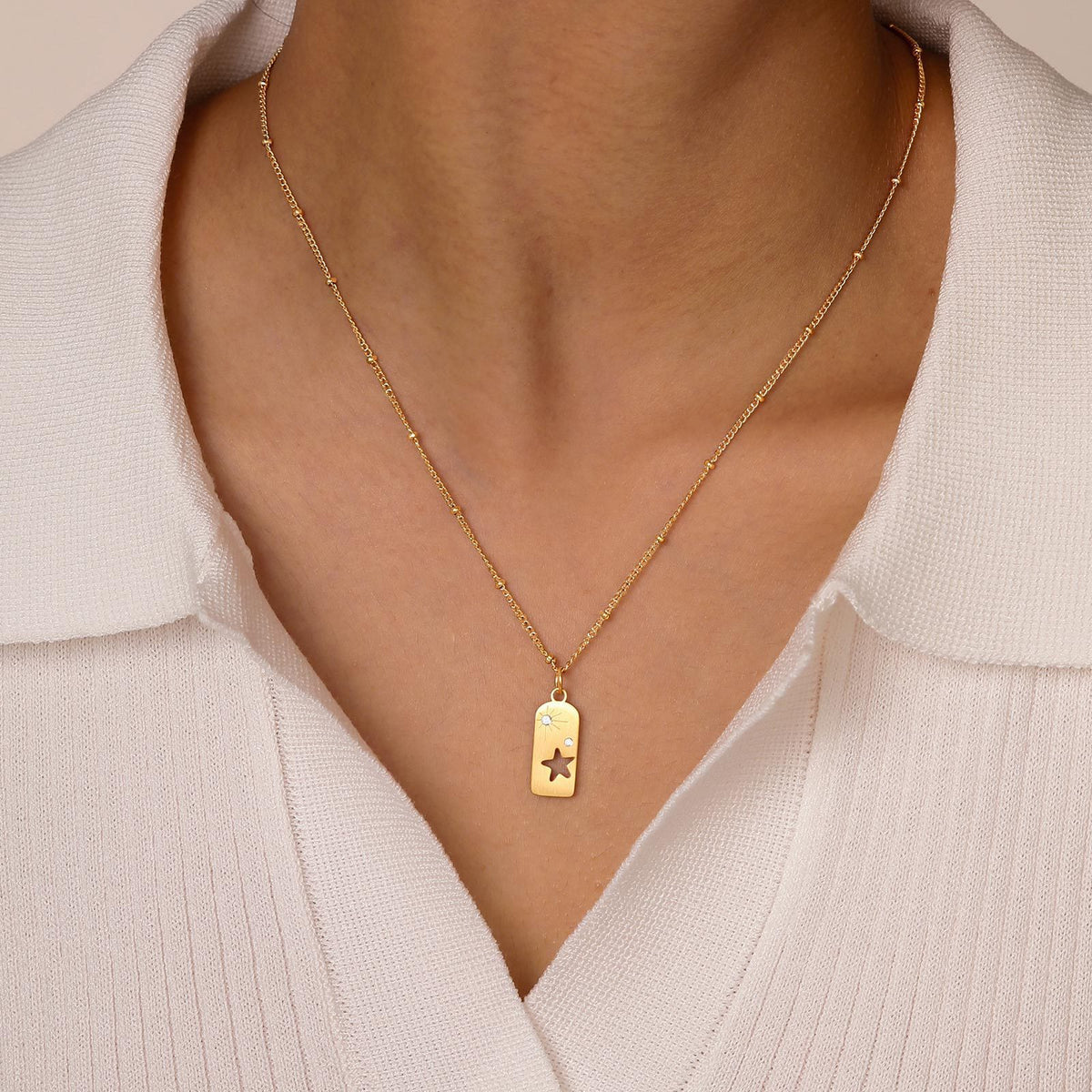 Zircon Geometric Stainless Steel Necklace