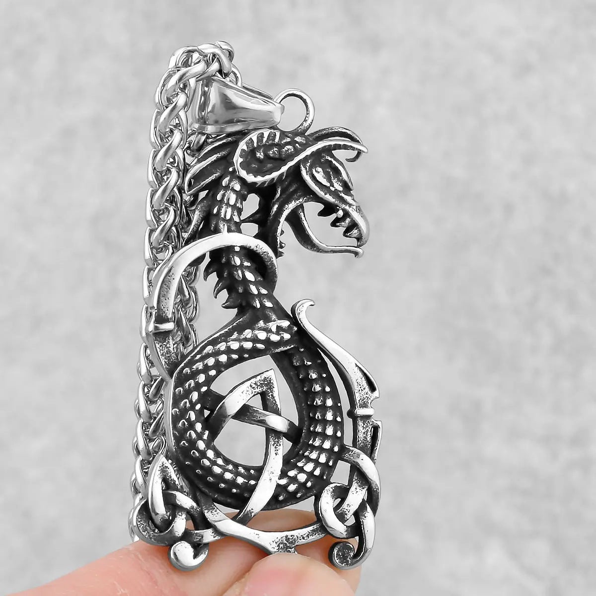 1. Planderful Stainless Steel Viking Dragon Necklace For Men Retro Knot Pendant Gift Idea