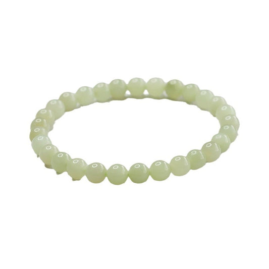 Qingshui Hetian Jade Round Bead Bracelet
