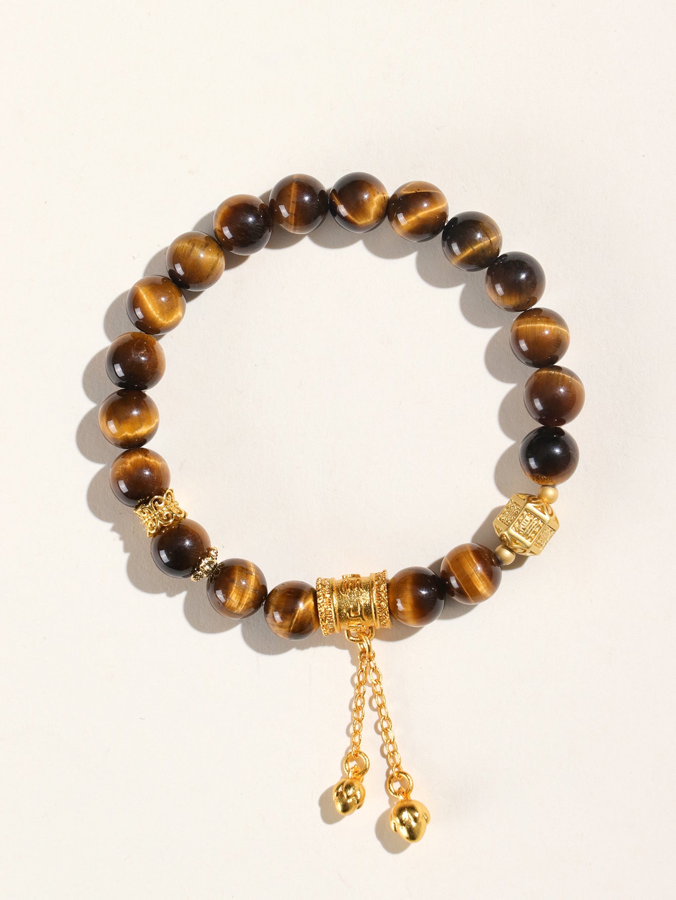 Planderful Fortune's Favor Bracelet – Elegant 8Mm Gold Tiger Eye Beads